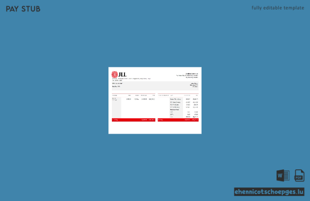 Gehaltsabrechnung eines JLL-Immobilienunternehmens in den USA (Word-Beispiel)
